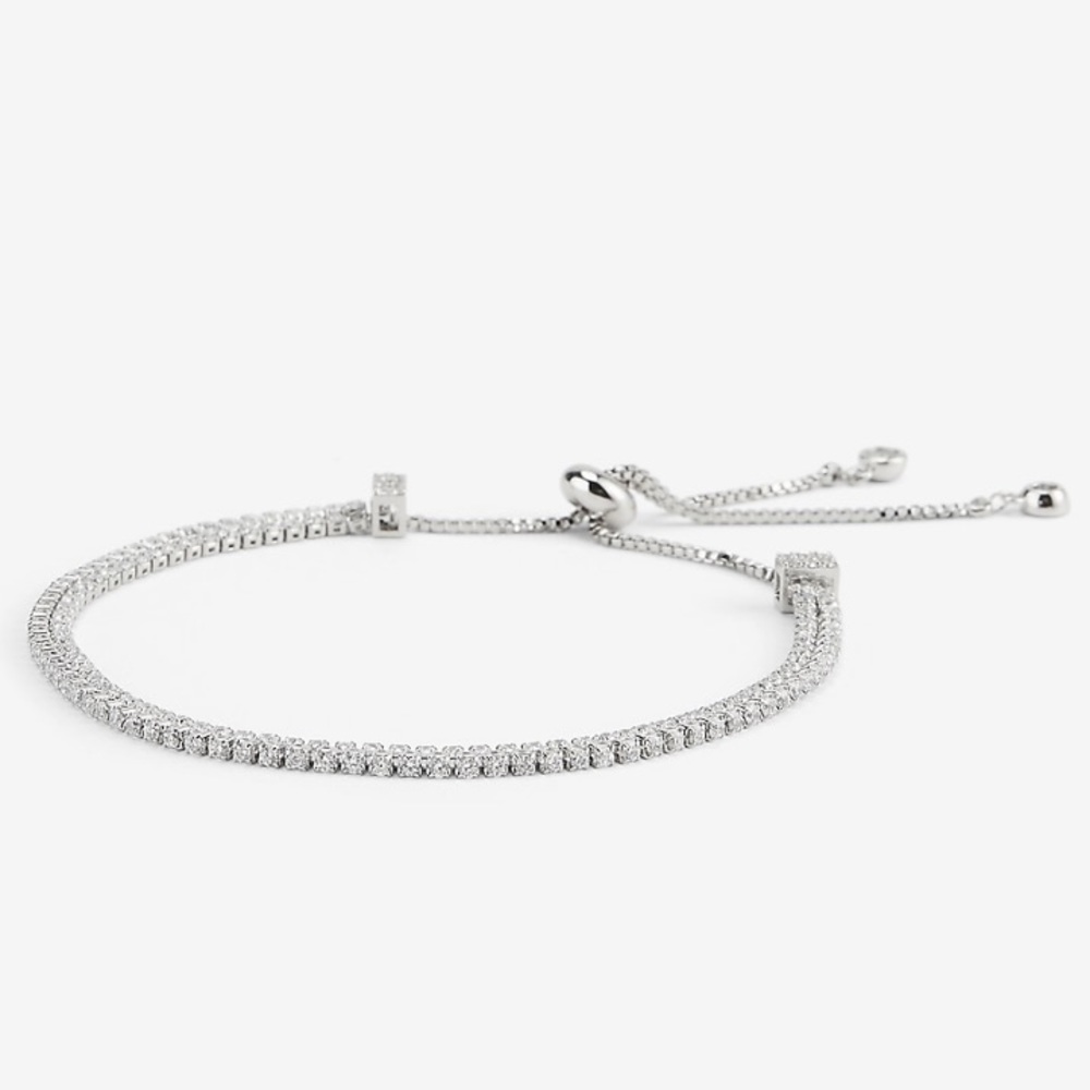 Two Row Rhinestone Pull-Cord Bracelet